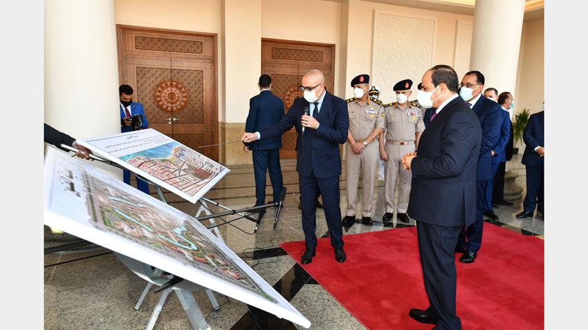 الرئيس عبد الفتاح السيسي يتابع الموقف التنفيذي والإنشائي الخاص لمدينة الفنون بمدينة العلمين الجديدة