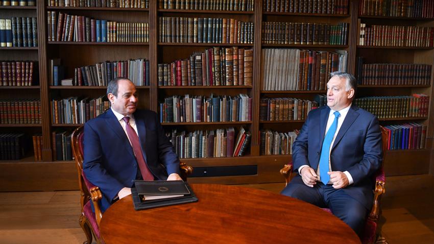الرئيس عبد الفتاح السيسي يعقد جلسة مباحثات مع رئيس الوزراء المجري بمقر رئاسة الوزراء ببودابست