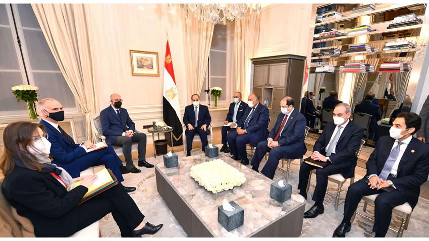 الرئيس عبد الفتاح السيسي يلتقي رئيس المجلس الأوروبي بالعاصمة باريس