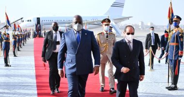 الرئيس السيسي يستقبل رئيس جمهورية الكونغو الديمقراطى بمطار القاهرة الدولى