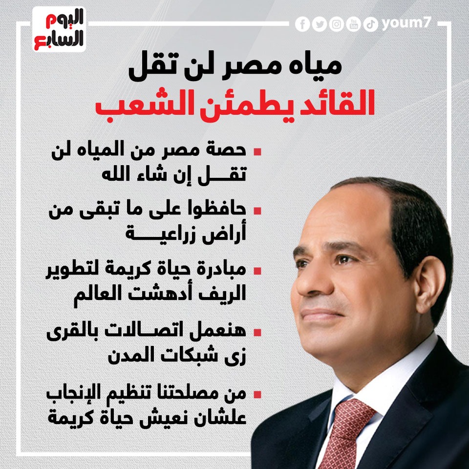 مياه مصر لن تقل.. القائد يطمئن الشعب..