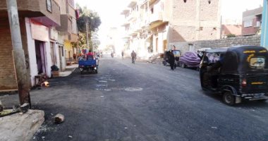 رصف شارع شاهين بمدينة منوف